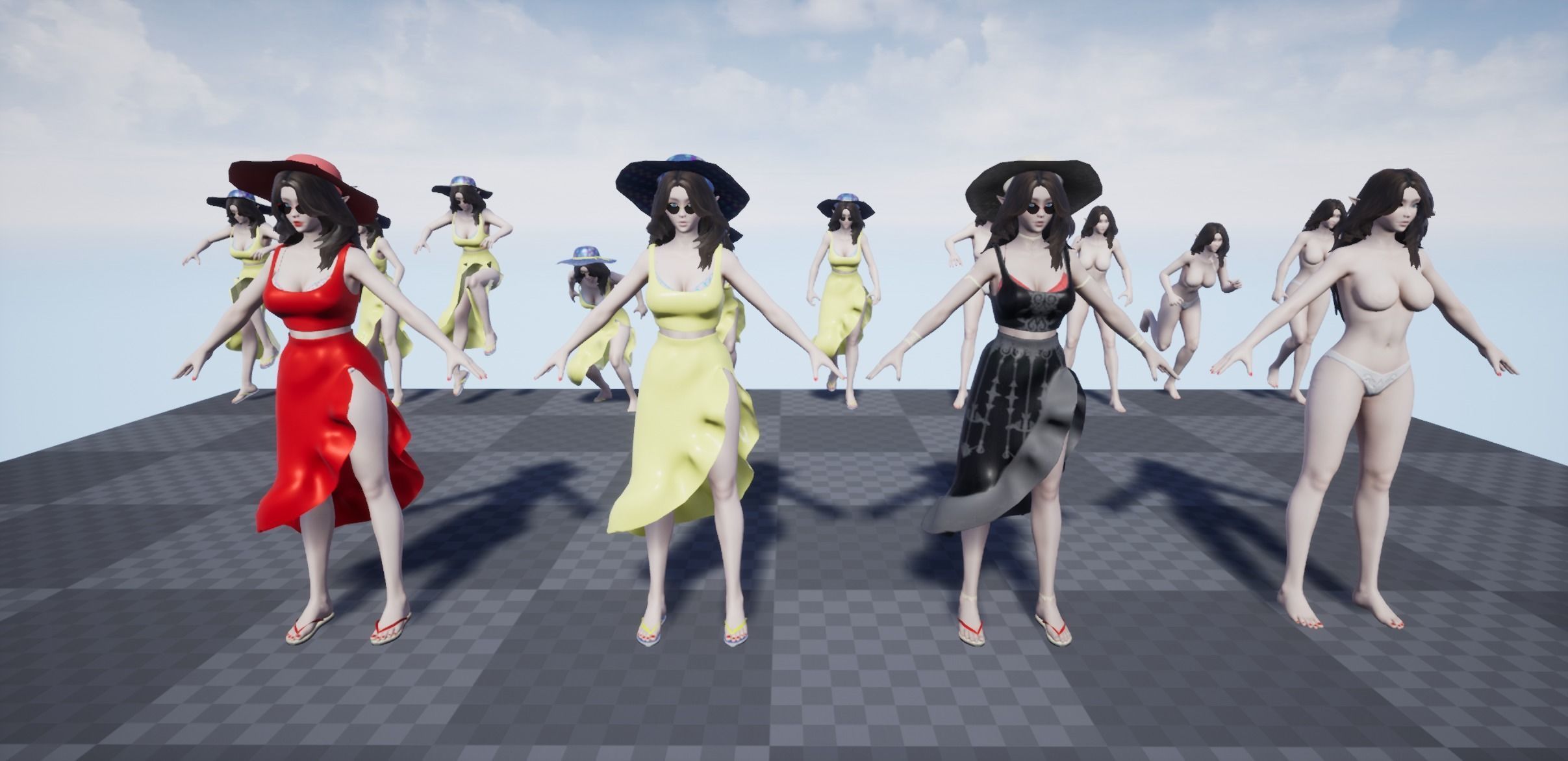 Summer Beach Girl - Game Ready  Low-poly 3D model_12