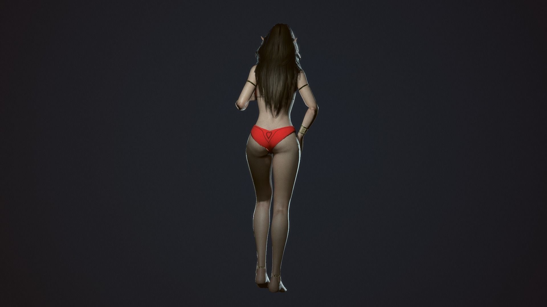 Summer Beach Girl - Game Ready  Low-poly 3D model_16