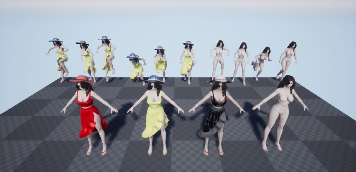 Summer Beach Girl - Game Ready  Low-poly 3D model_18