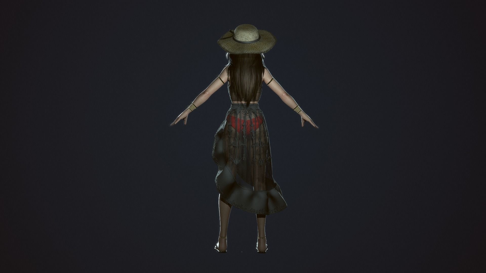 Summer Beach Girl - Game Ready  Low-poly 3D model_6