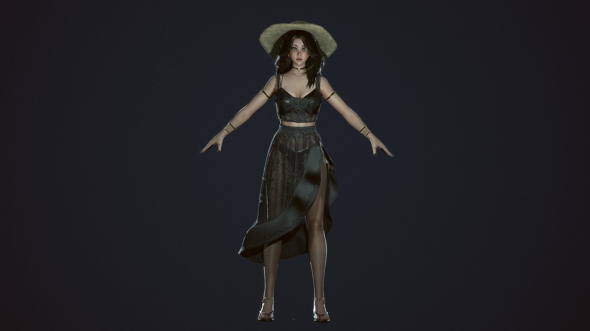 Summer Beach Girl - Game Ready  Low-poly 3D model_4