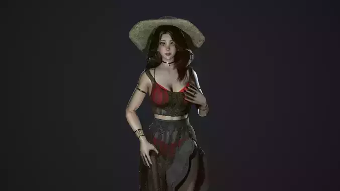 Summer Beach Girl - Game Ready  Low-poly 3D model