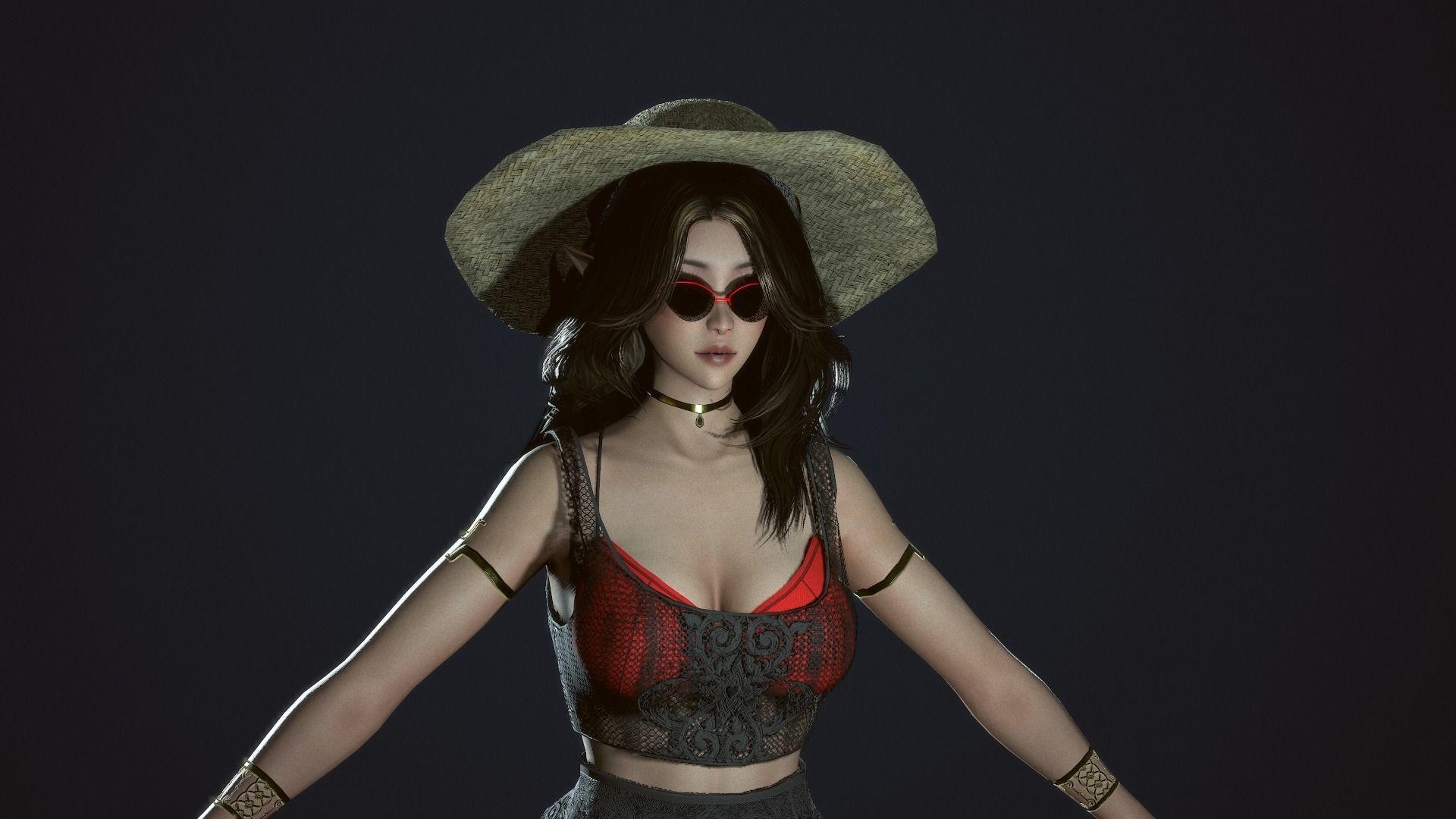 Summer Beach Girl - Game Ready  Low-poly 3D model_17