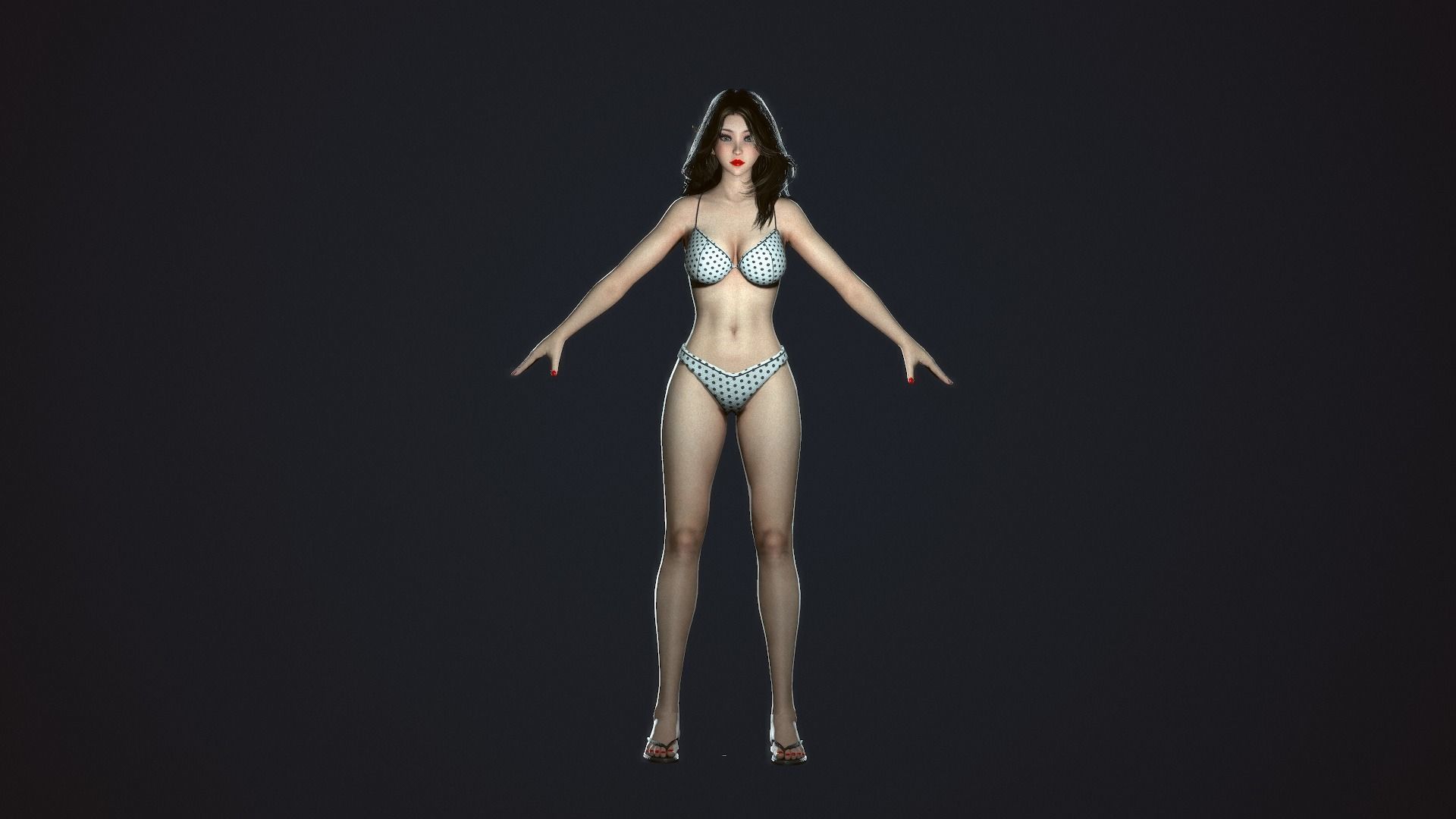 Summer Beach Girl - Game Ready  Low-poly 3D model_13