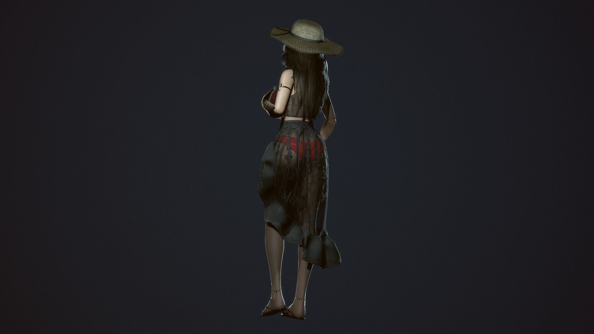 Summer Beach Girl - Game Ready  Low-poly 3D model_3