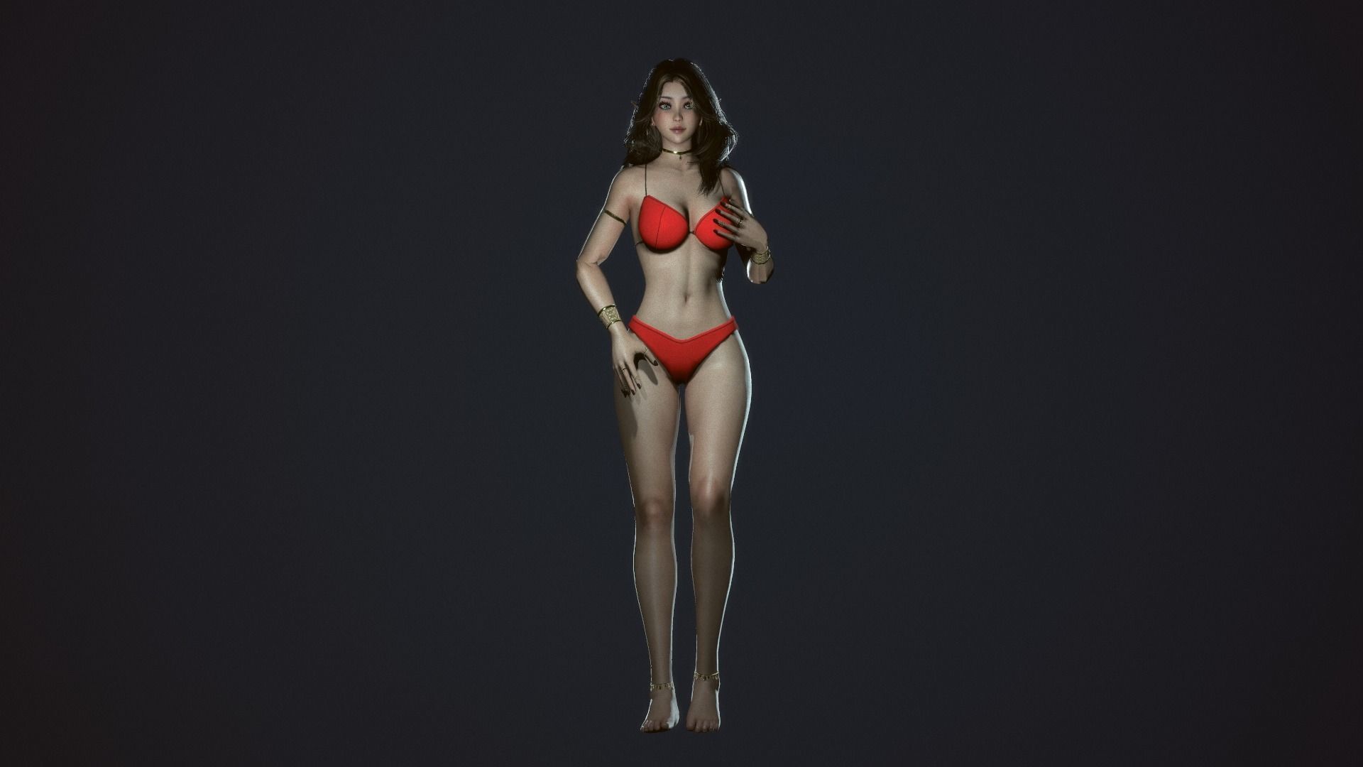 Summer Beach Girl - Game Ready  Low-poly 3D model_15