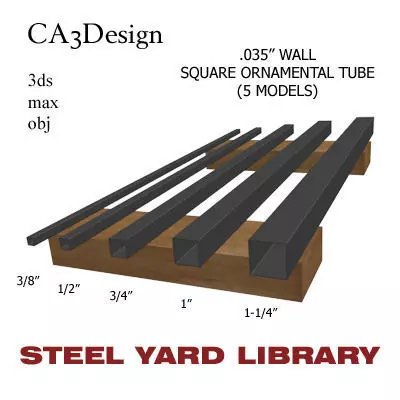 035in Wall Square Ornamental Tube 3D model_0