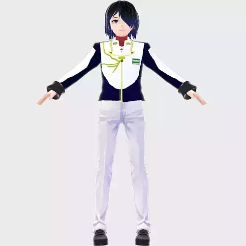 ANIME MILITARY CHARACTER 3D MODEL FOR VTUBER Low-poly 3D model