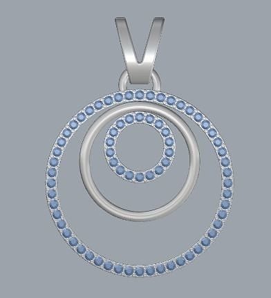 Pave Diamond Sterling Silver Round Geometrical Pendant Jewellery 3D print model