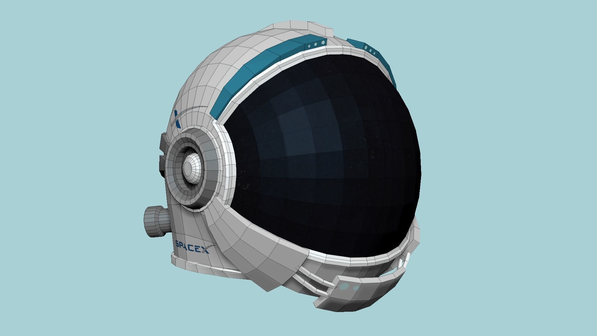 Astronaut Helmet 01 - SpaceX - Character Design Fashion Low-poly 3D model_6