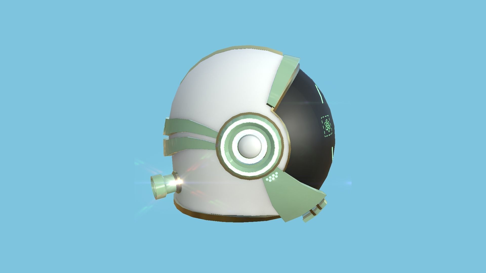 Astronaut Helmet 05 - Green Gold - Character Design Fashion Low-poly 3D model_3