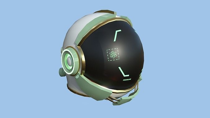 Astronaut Helmet 05 - Green Gold - Character Design Fashion Low-poly 3D model