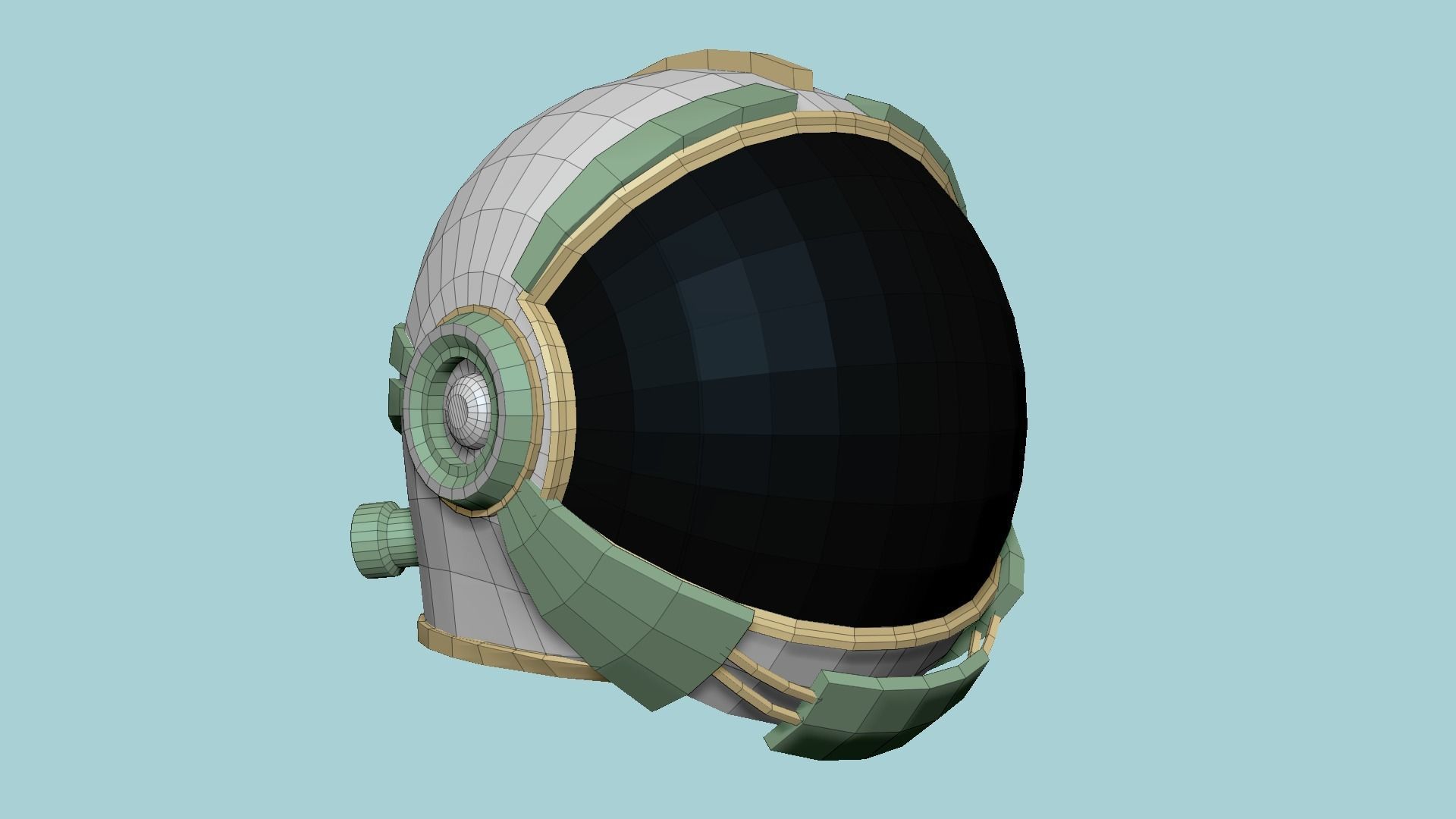 Astronaut Helmet 05 - Green Gold - Character Design Fashion Low-poly 3D model_6