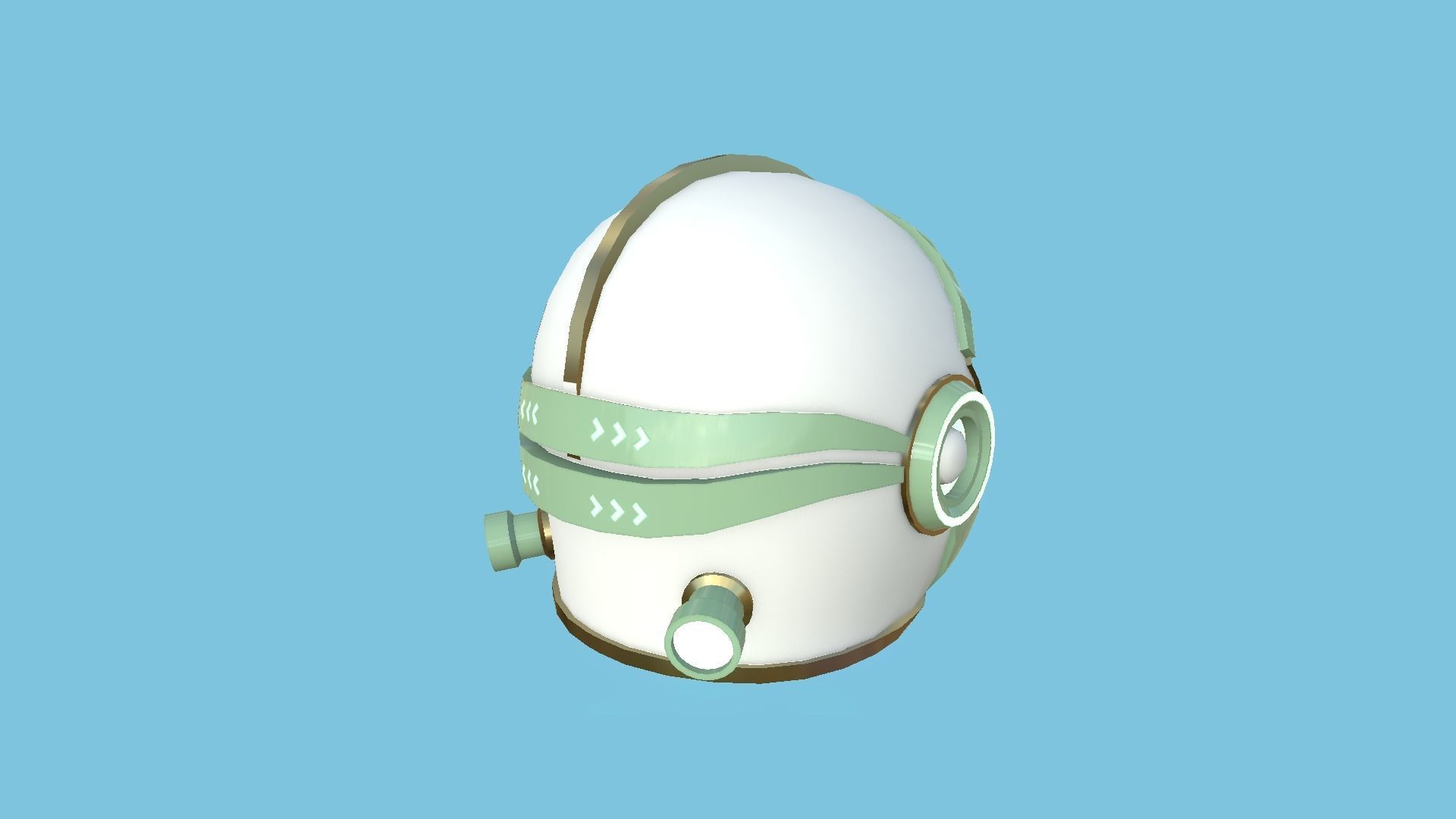 Astronaut Helmet 05 - Green Gold - Character Design Fashion Low-poly 3D model_2