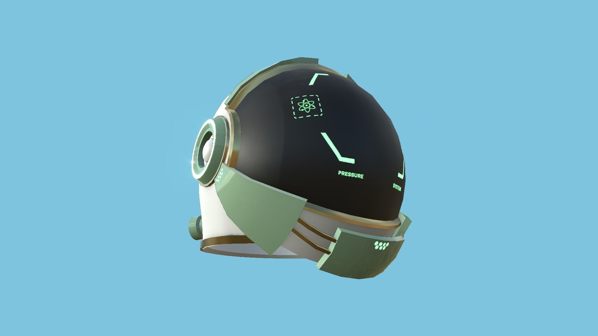 Astronaut Helmet 05 - Green Gold - Character Design Fashion Low-poly 3D model_4
