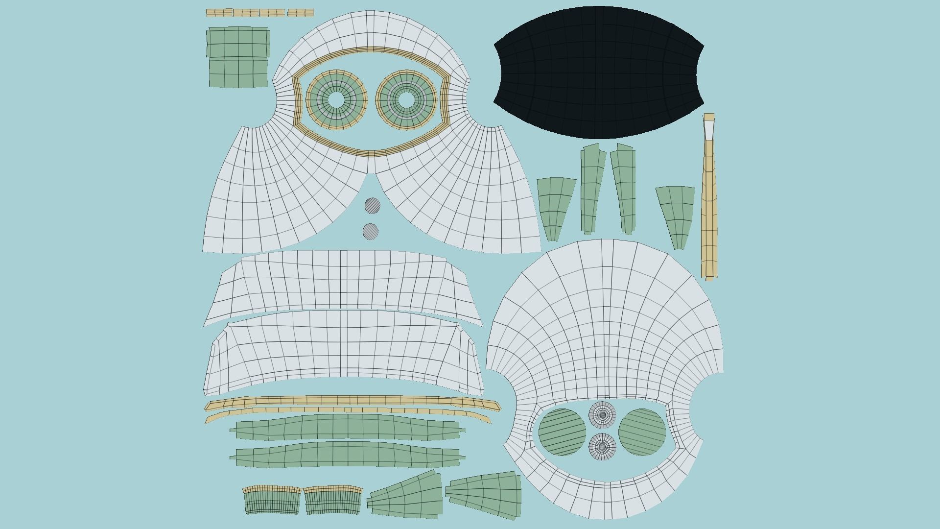 Astronaut Helmet 05 - Green Gold - Character Design Fashion Low-poly 3D model_5