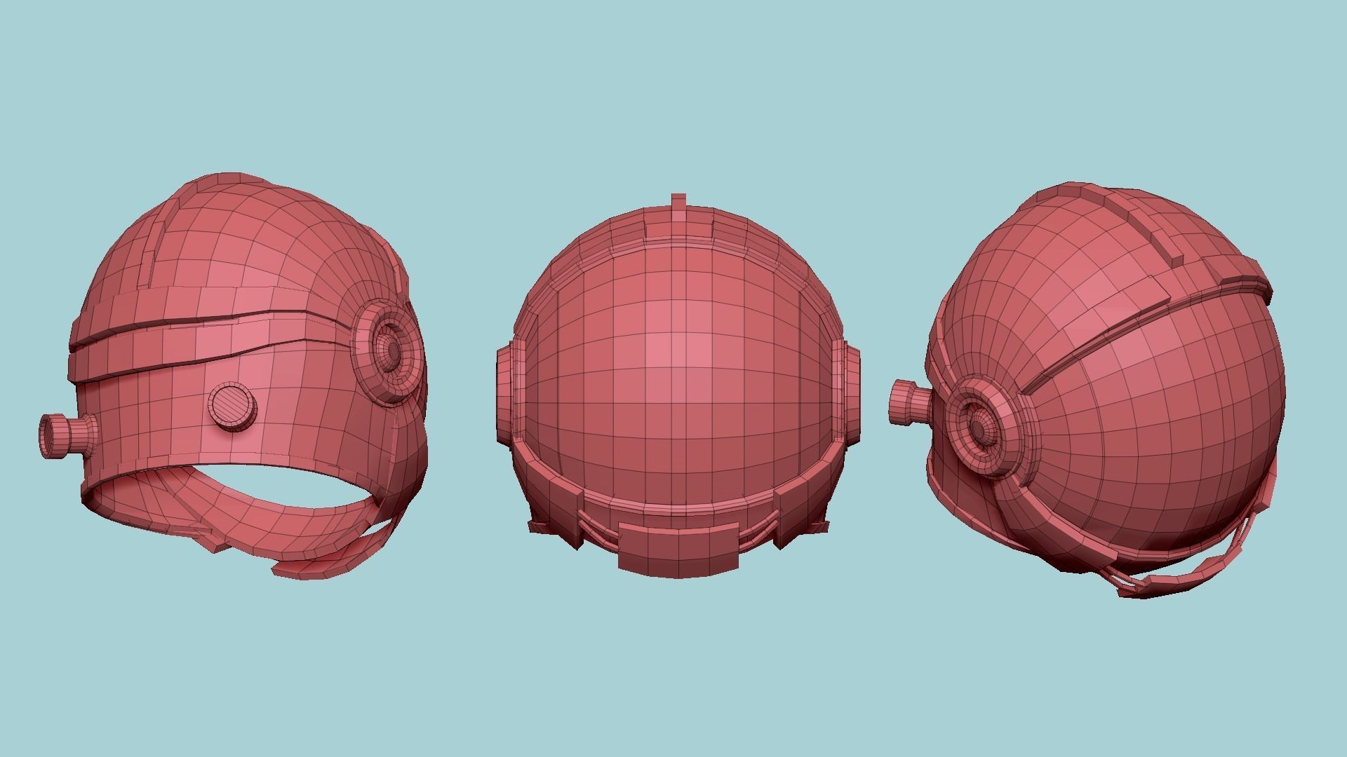 Astronaut Helmet 05 - Green Gold - Character Design Fashion Low-poly 3D model_10