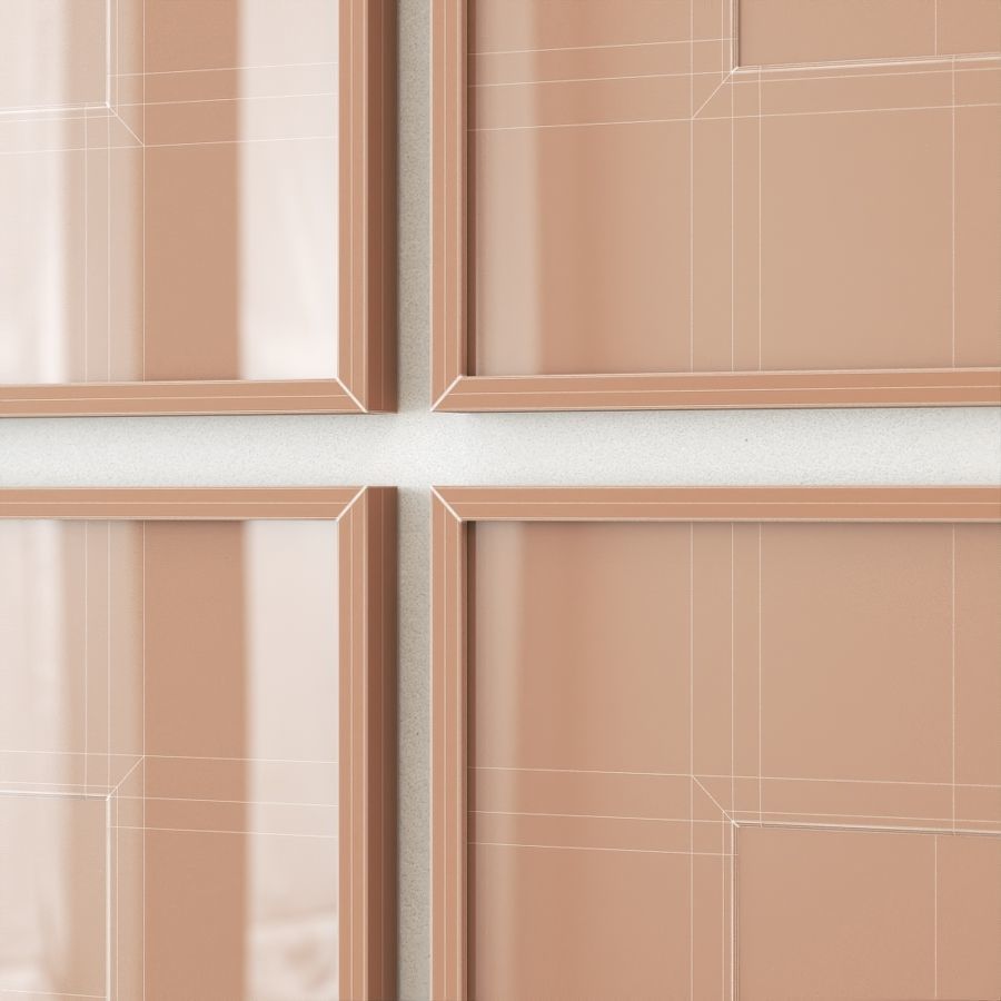 Vintage paintings in white frames 3D model_4