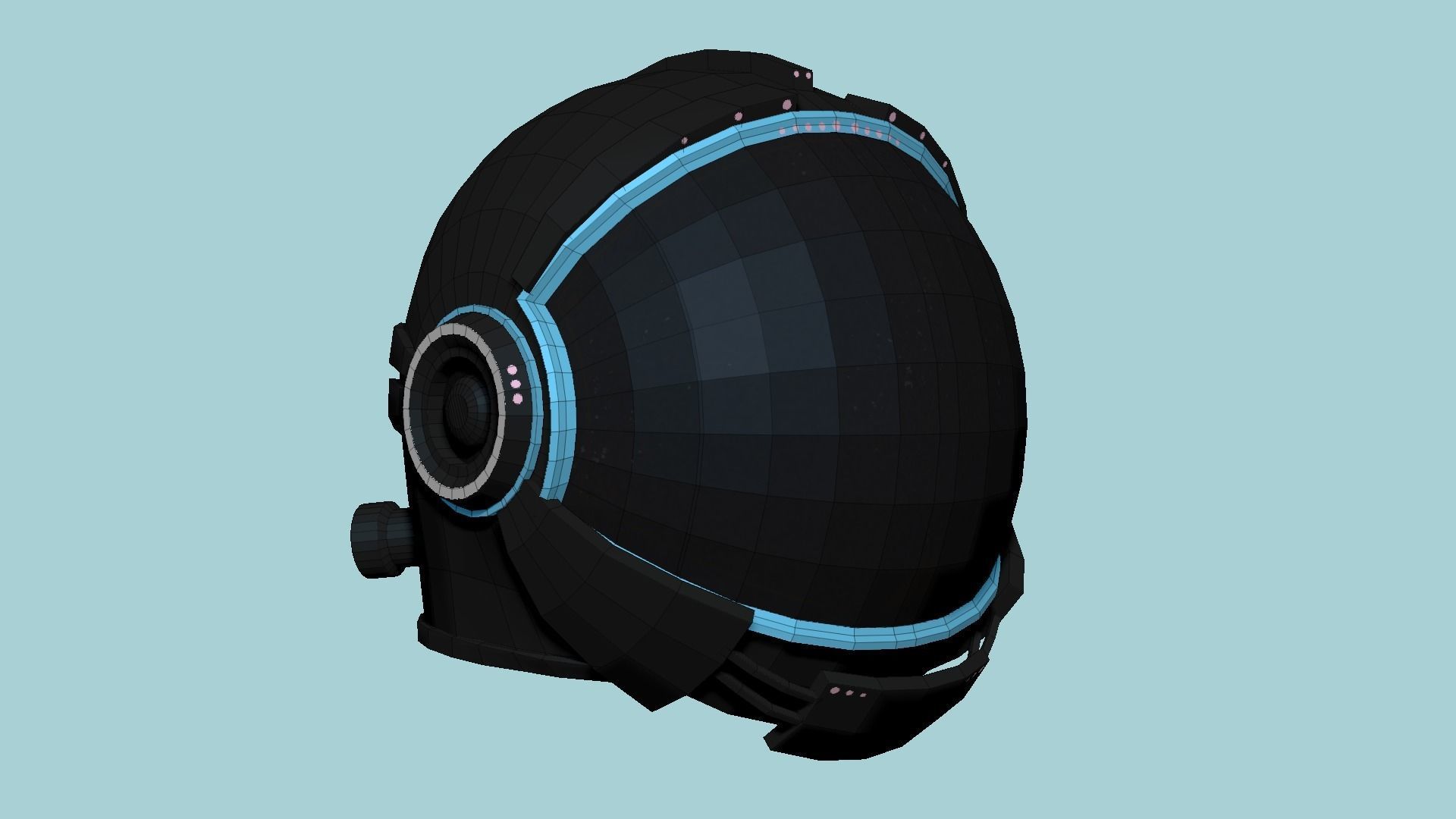 Astronaut Helmet 07 - Full Black - Character Design Fashion Low-poly 3D model_6