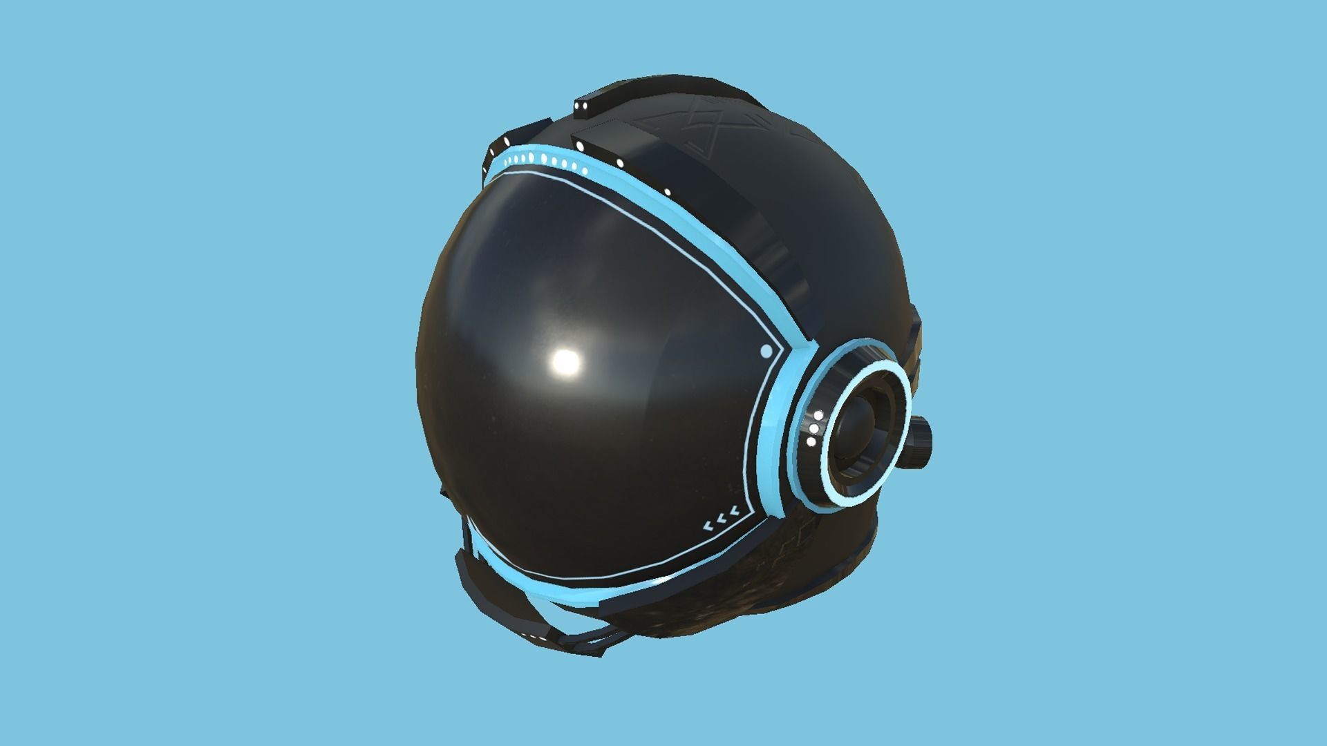Astronaut Helmet 07 - Full Black - Character Design Fashion Low-poly 3D model_1