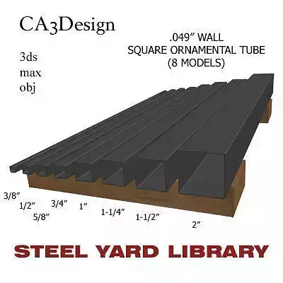 049in Wall Square Ornamental Tube 3D model