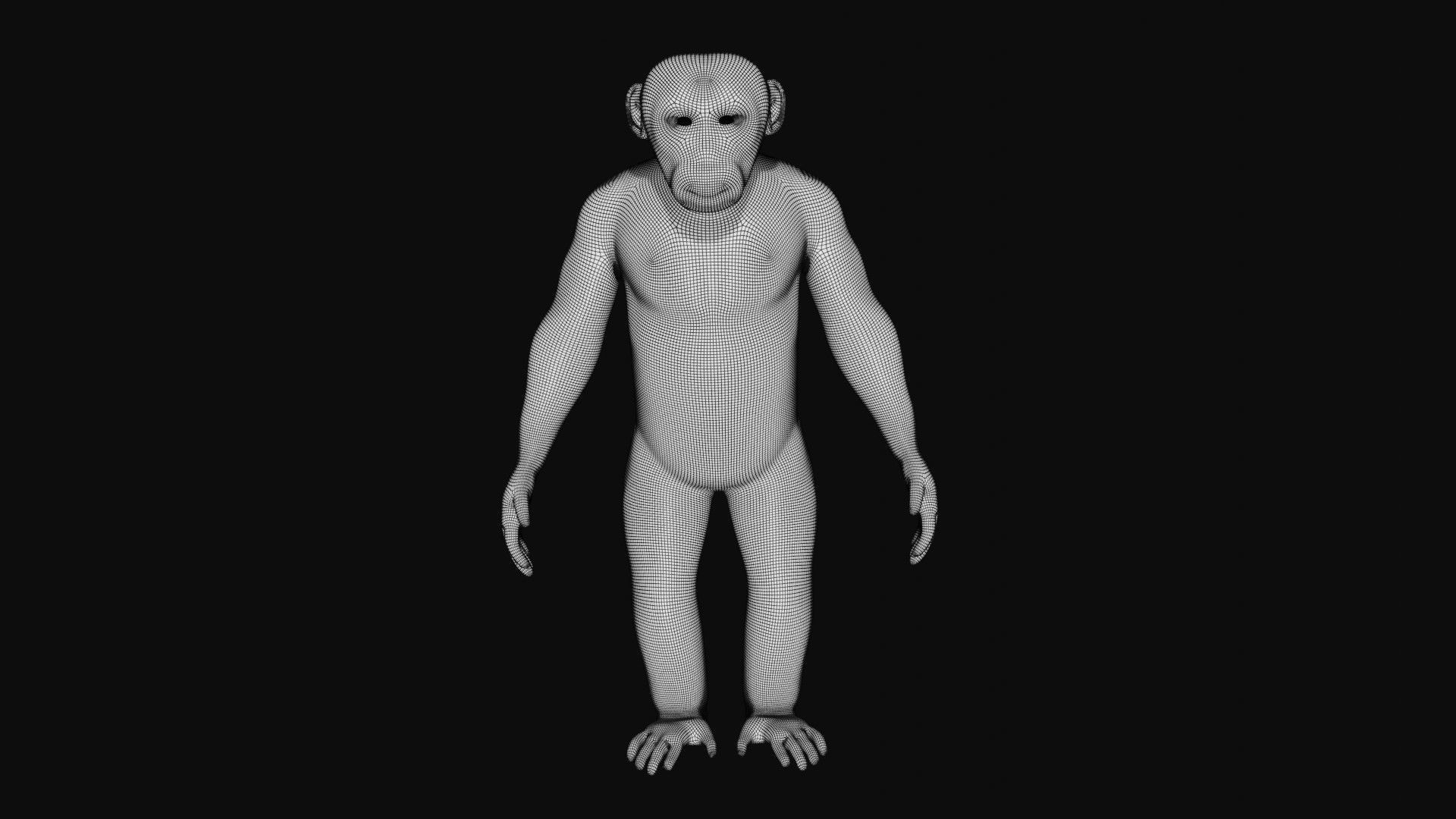 Chimpanzee Low-poly 3D model_9