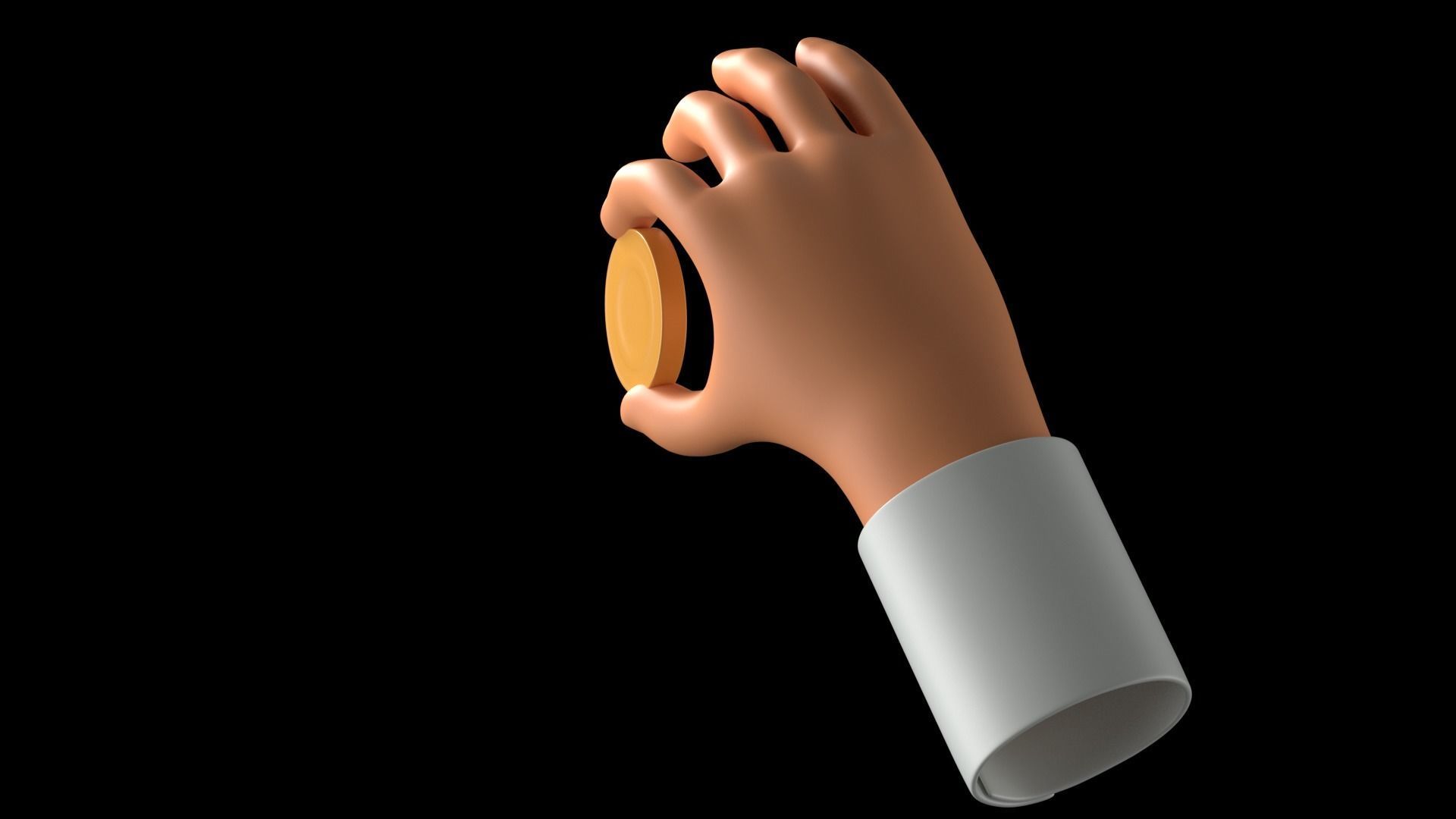 Rigged Hand holding gold coin  Low-poly 3D model_5