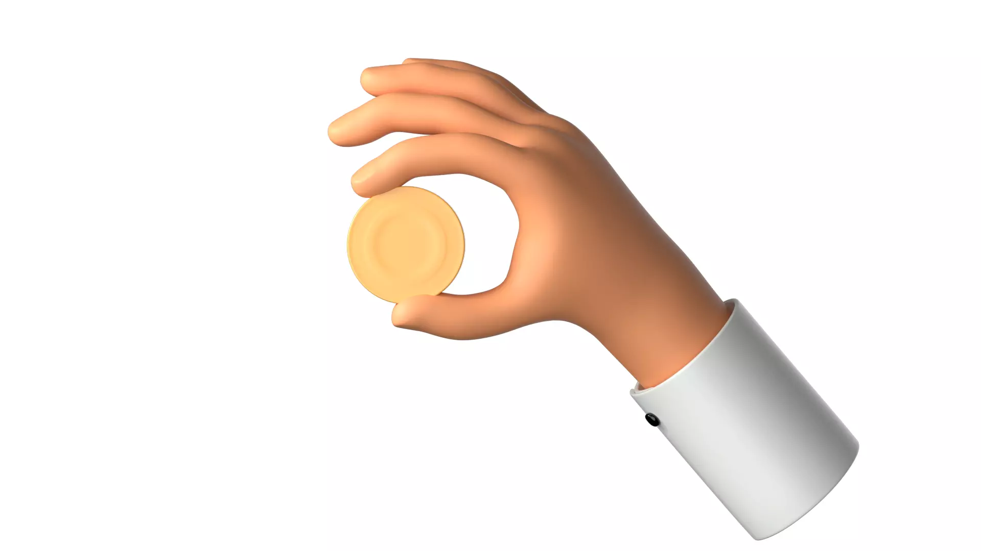 Rigged Hand holding gold coin  Low-poly 3D model_0