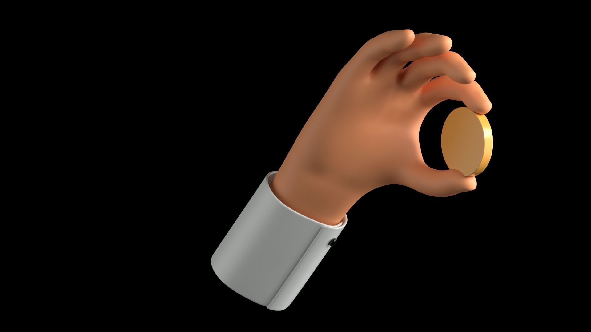 Rigged Hand holding gold coin  Low-poly 3D model_3