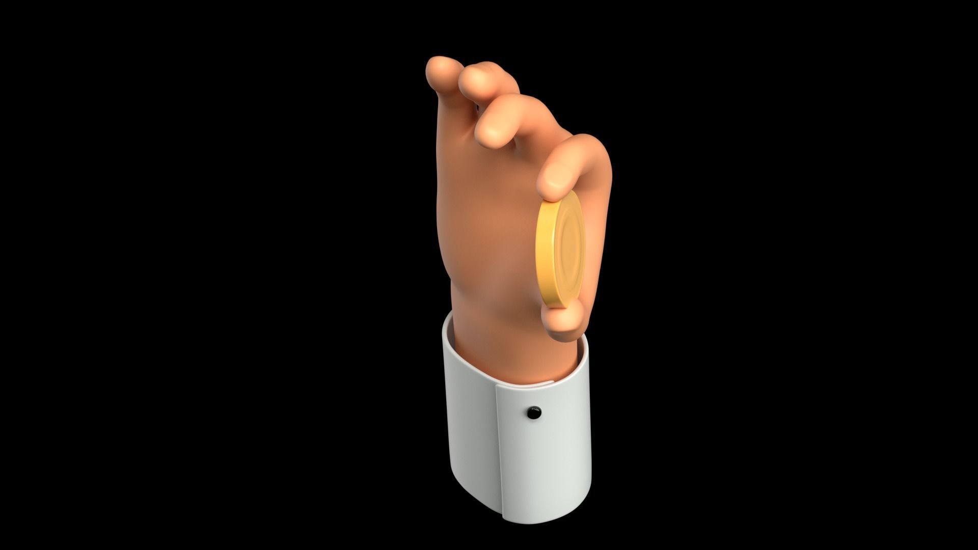 Rigged Hand holding gold coin  Low-poly 3D model_2