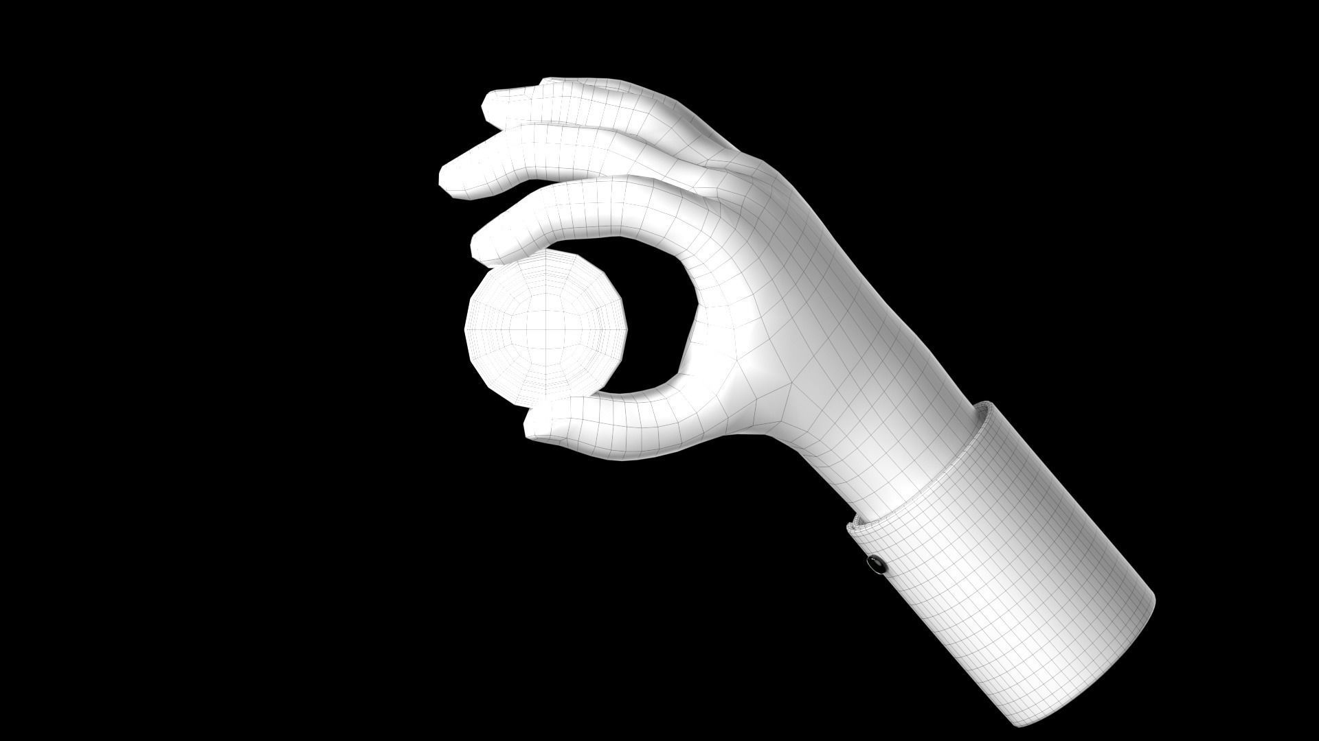 Rigged Hand holding gold coin  Low-poly 3D model_7