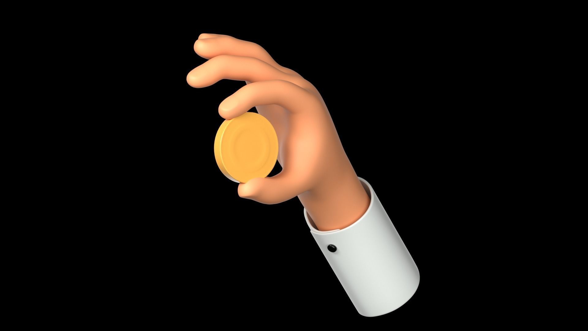 Rigged Hand holding gold coin  Low-poly 3D model_1