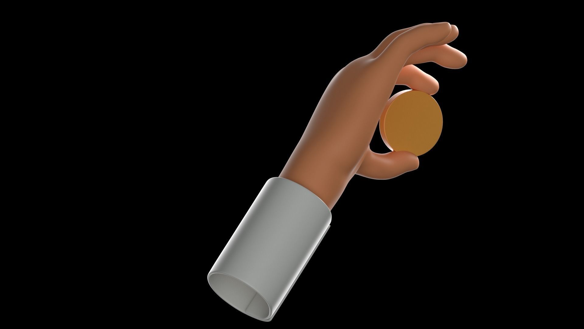 Rigged Hand holding gold coin  Low-poly 3D model_4