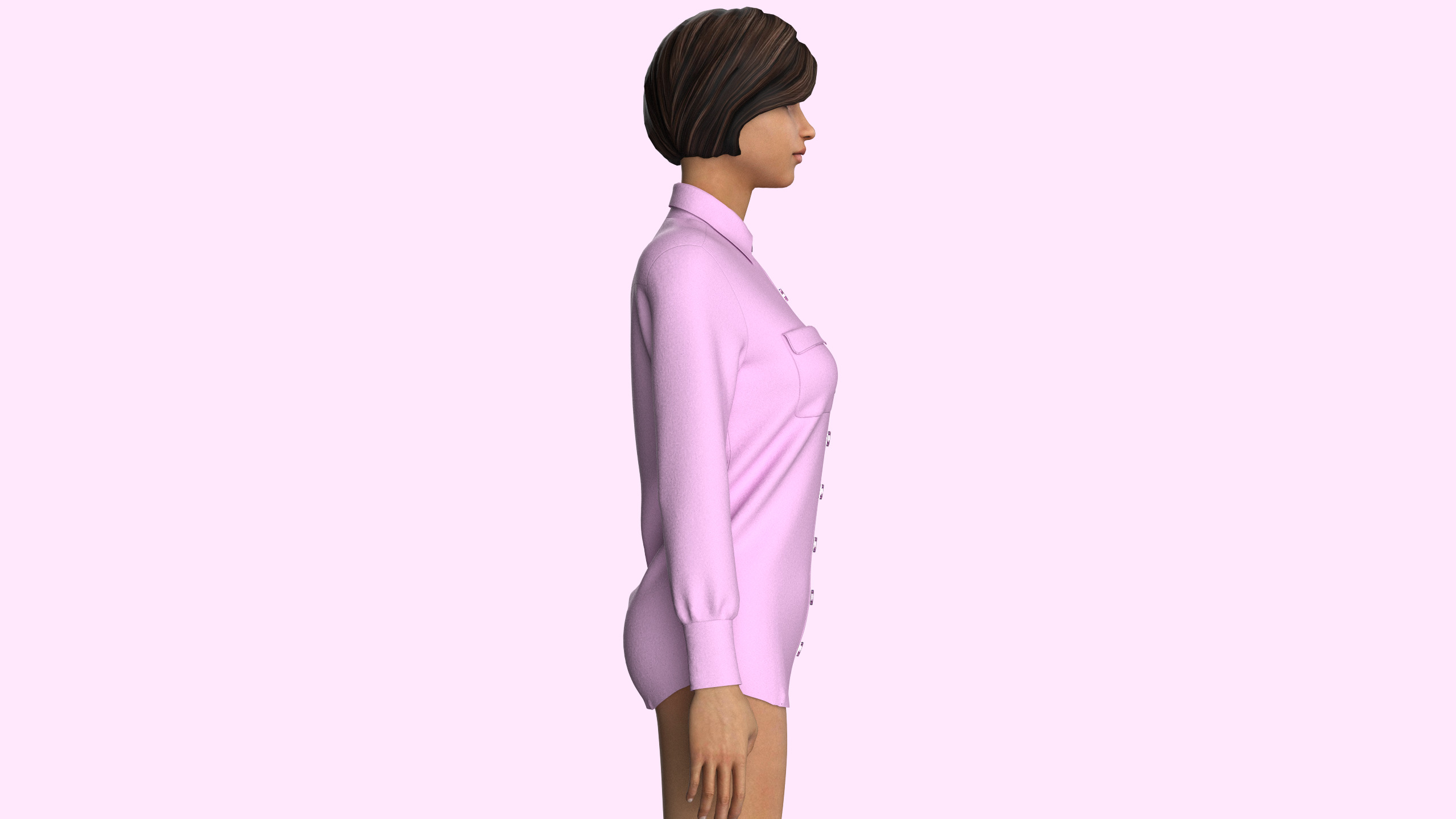 Women Long Torso-Shirt 3D model_7