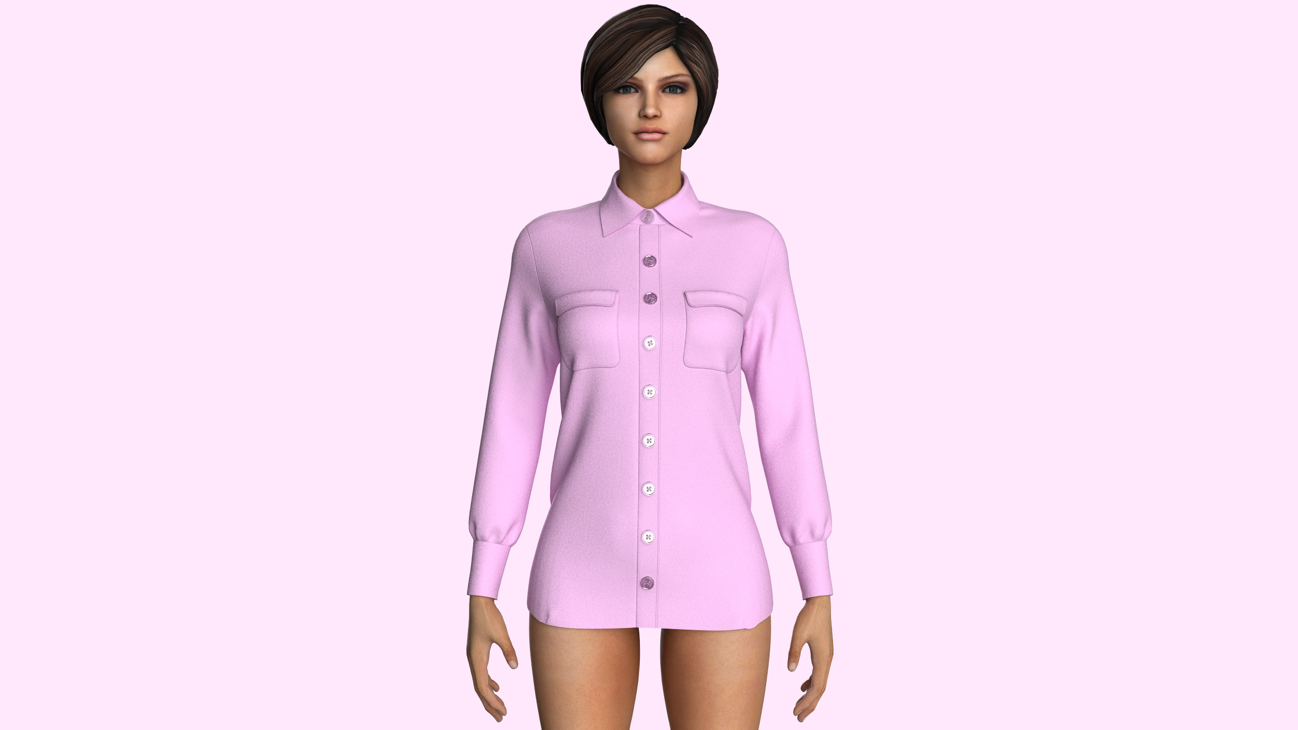 Women Long Torso-Shirt 3D model_6