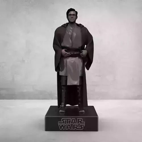 Qui-Gon Jinn with custom head and pose for 3d print 3D print model