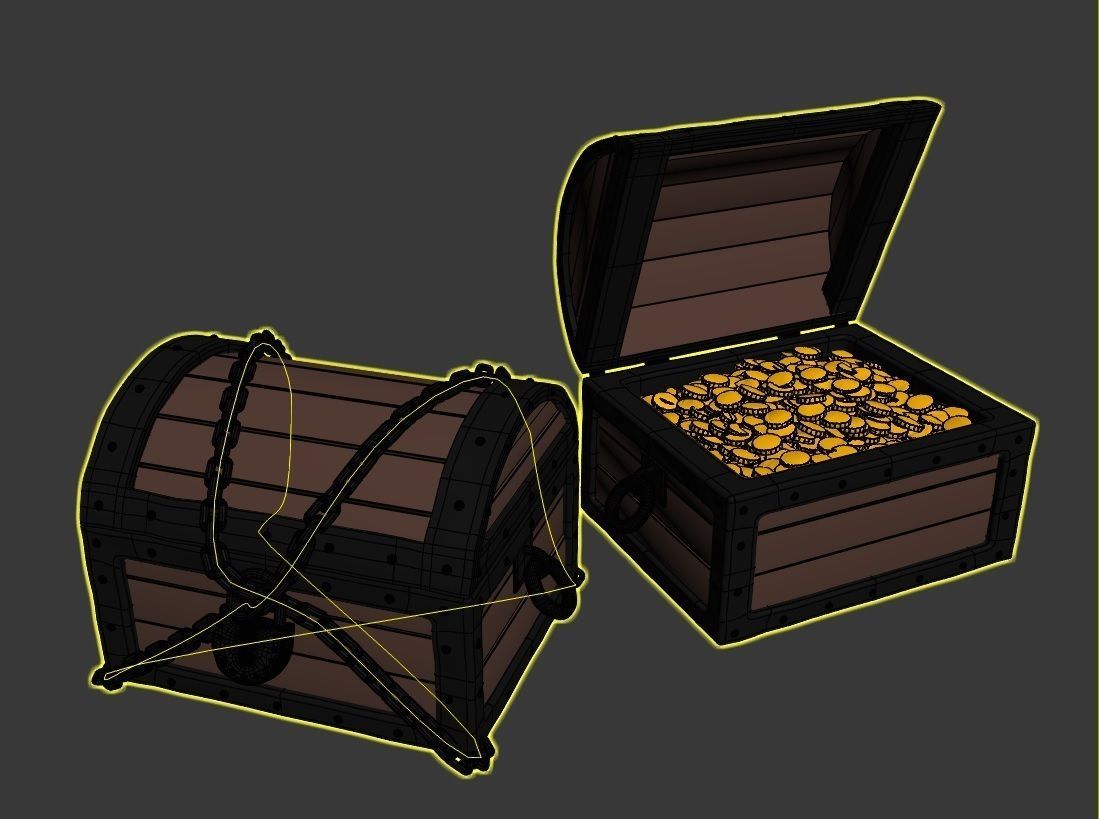 CARTOON TREASURE CHEST 3D model_6