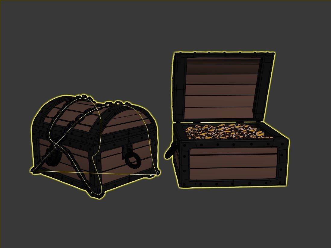 CARTOON TREASURE CHEST 3D model_7
