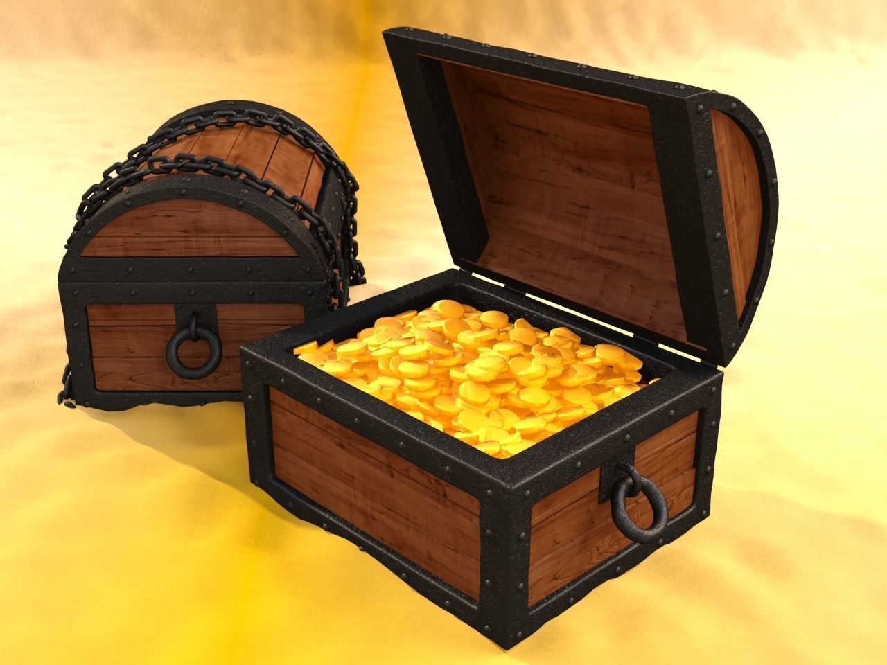 CARTOON TREASURE CHEST 3D model_4