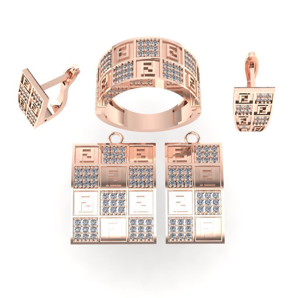 sat 6 rose gold jewelry set with diamonds 3D print model_29
