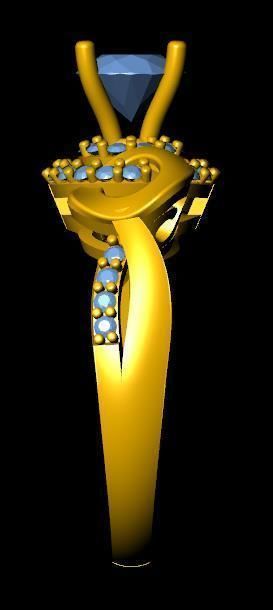 Engagement gold ring with diamonds 3D print model_1