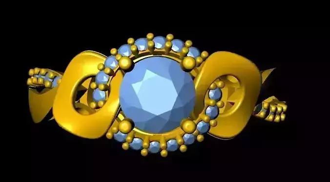 Engagement gold ring with diamonds