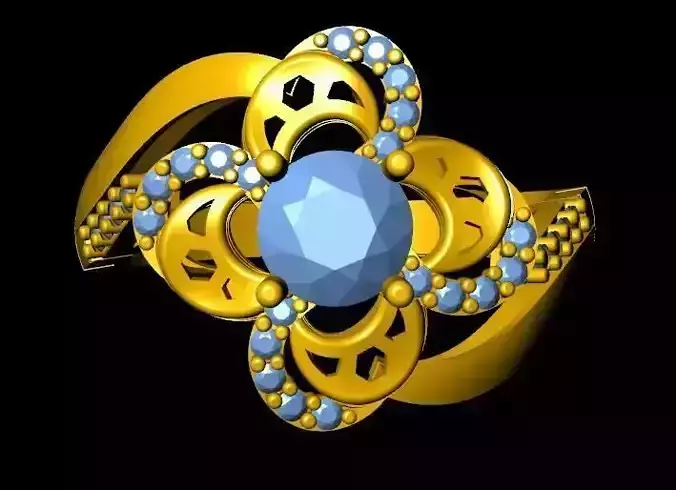 Engagement gold ring with stones