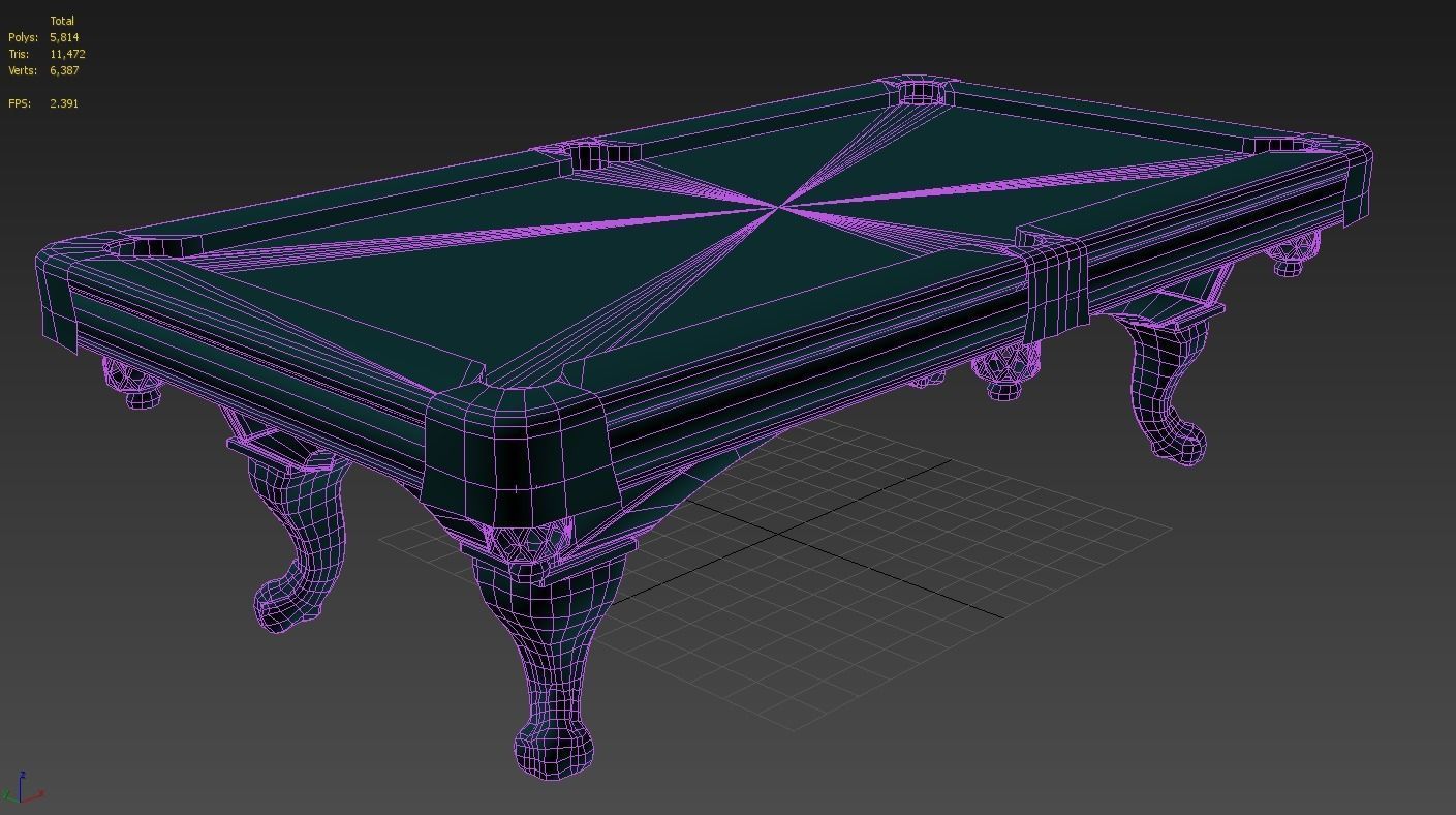 GameReady AR VR PoolTable Low-poly 3D model_5