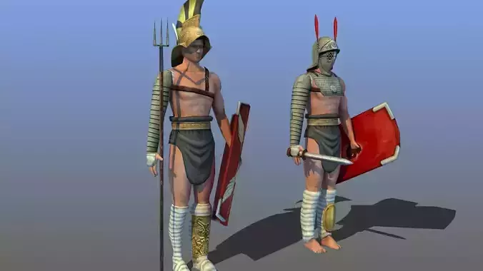 Roman Gladiators Low-poly 3D model