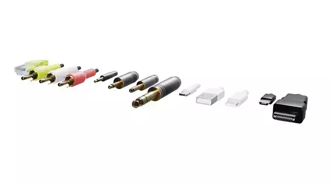Low Poly IO Cable Connectors Jacks Low-poly 3D model