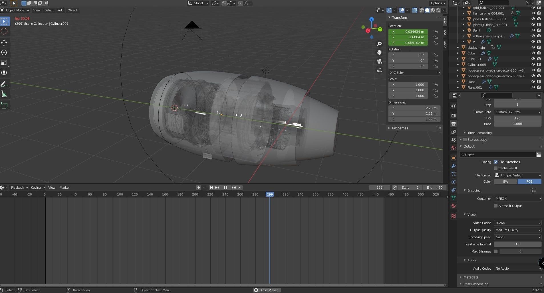 boeing 767 engine animated Low-poly 3D model_4