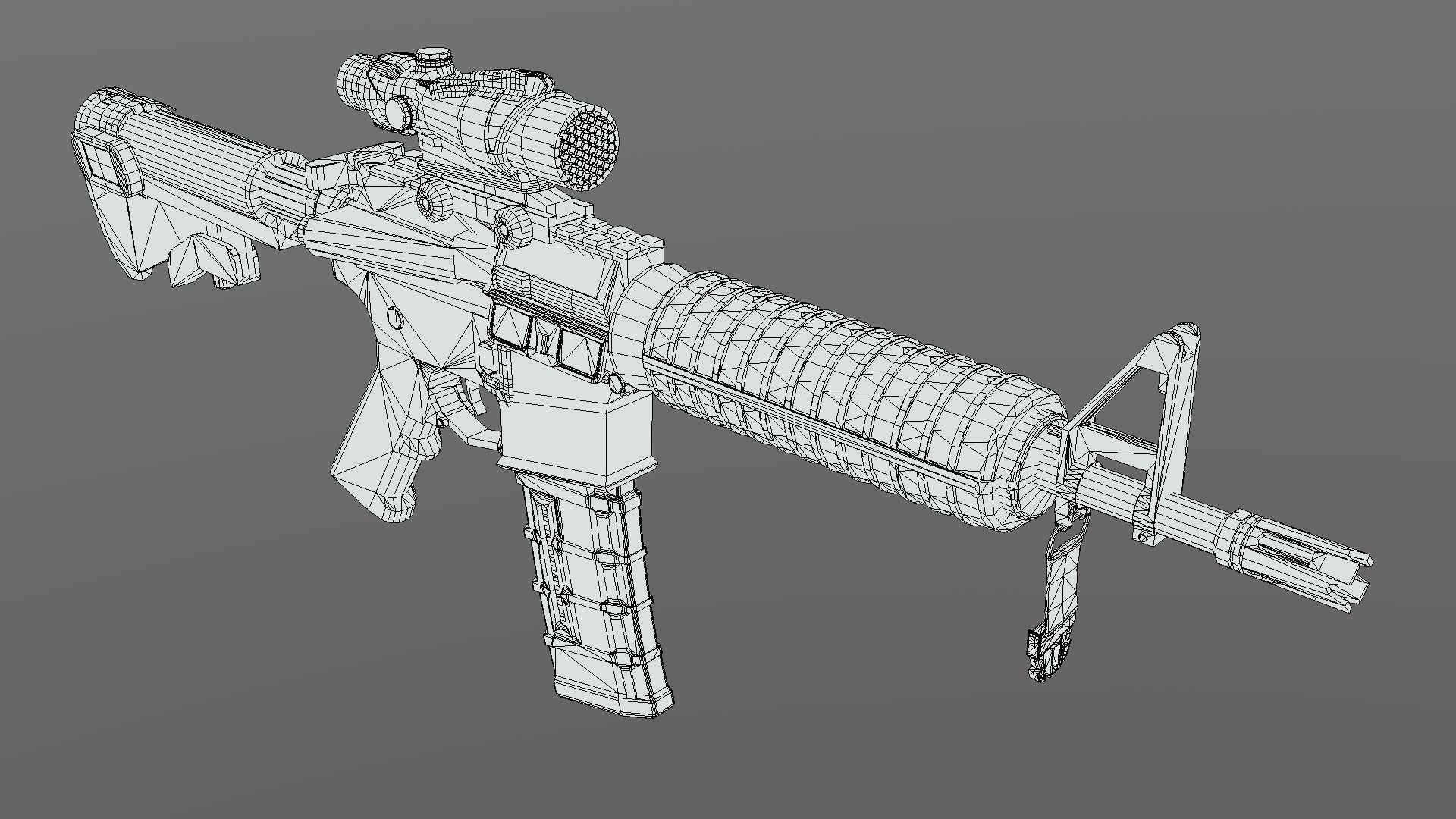 Ranger soldier with gun Low-poly 3D model_9