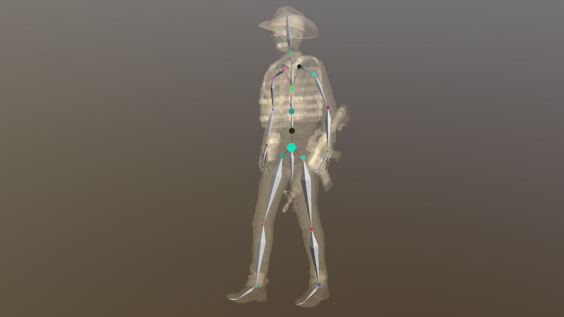 Ranger soldier with gun Low-poly 3D model_7