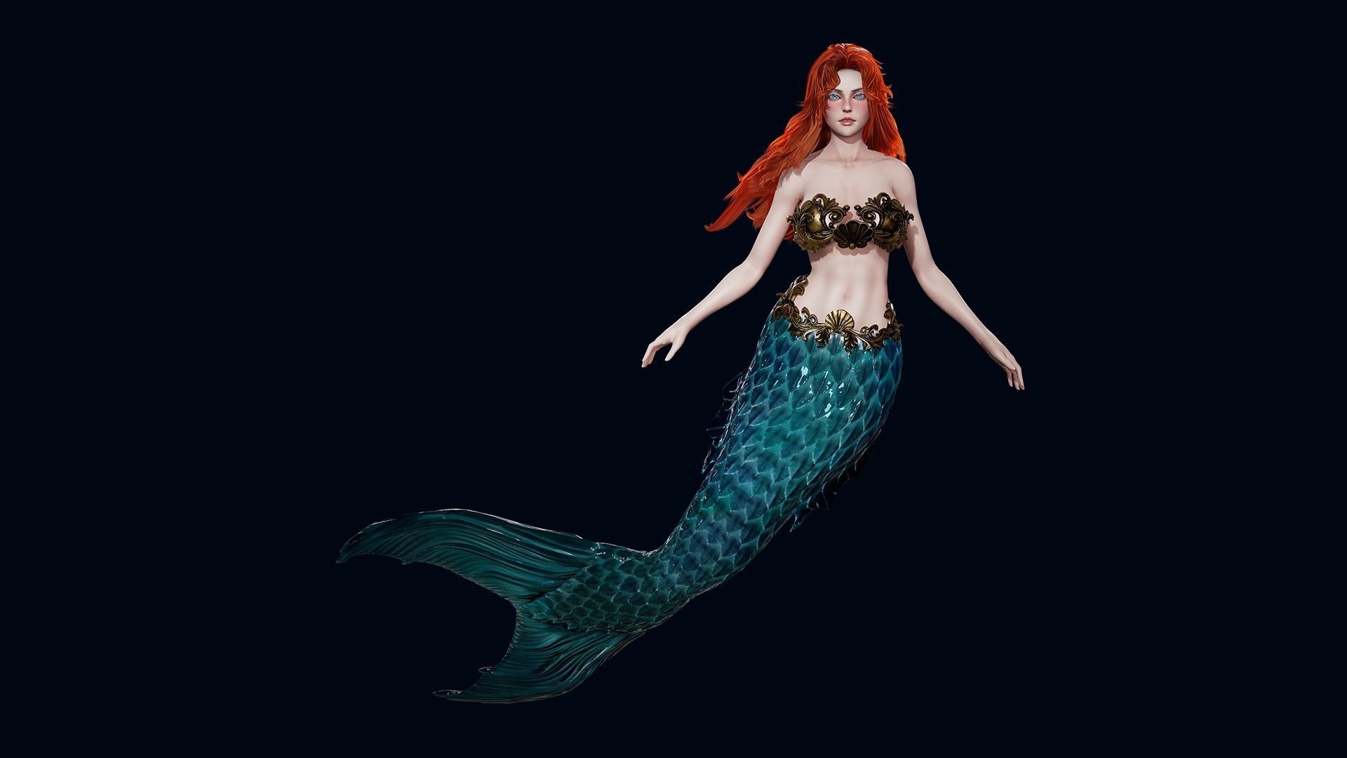 Mermaid - Game Ready Low-poly 3D model_20